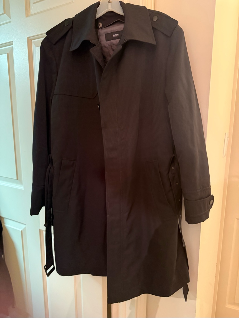 BOSS Black Men's Trench Coat with Belt